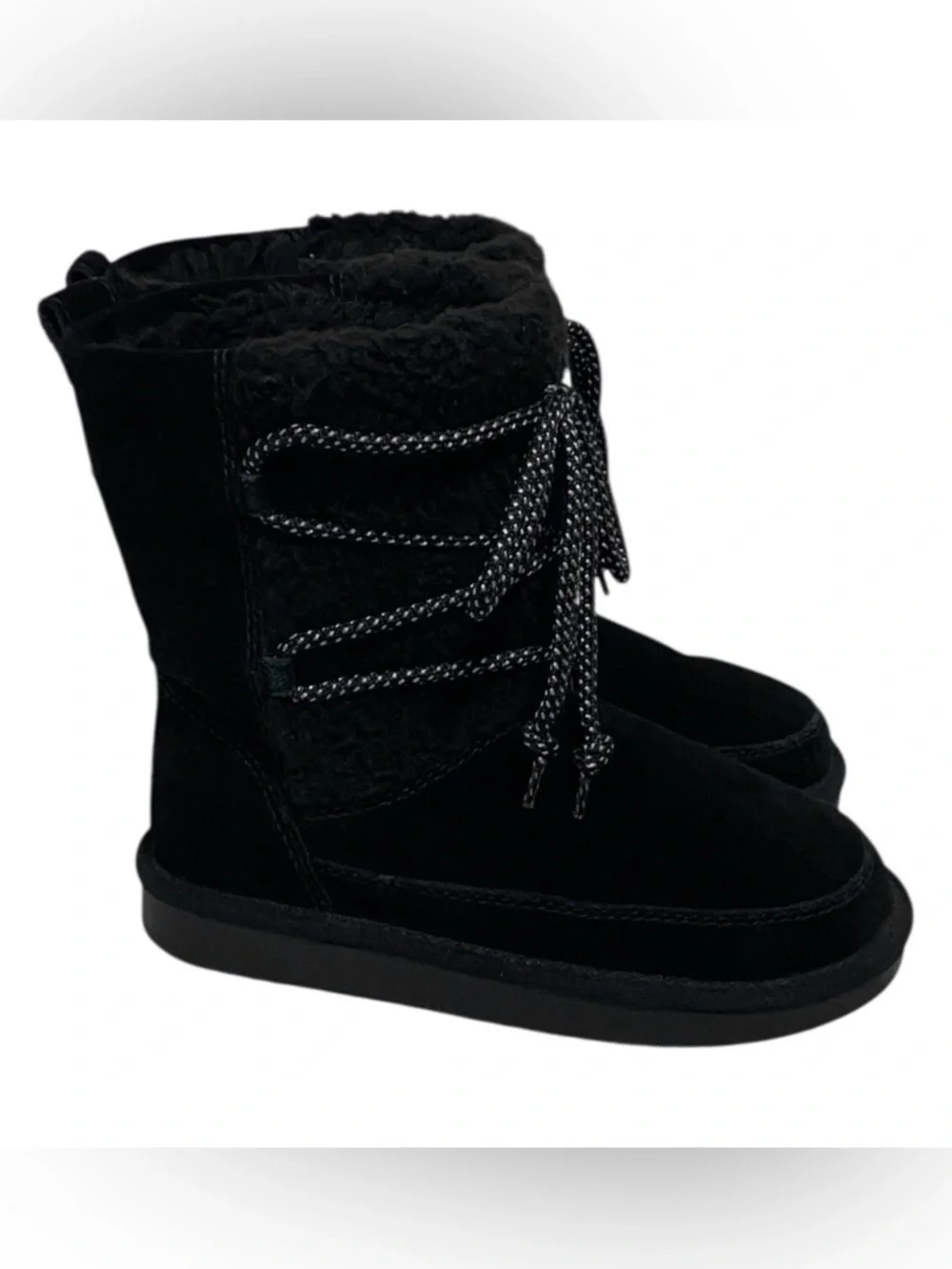 UGG Koolaburra Black Suede Fleece Lined Snow Boots - Toddler Size 12